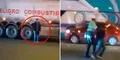 Policía salva a hombre de ser atropellado cuando intentaba cruzar la Panamericana Norte