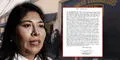Betssy Chávez acatará huelga de hambre seca: "No permitiré atención médica ni reanimación"