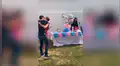 Perro ayuda a sus dueños a conocer el sexo de su bebé al morder un gigantesco globo [VIDEO]