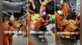 Obreros rompen la piñata y se ‘pelean’ en el suelo para recoger los dulces dentro de una mina