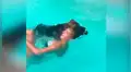 Dueña de perro simula que se asfixia dentro de piscina y osado can se lanza para rescatarla [VIDEO]
