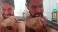 Facebook Viral: Este hombre demuestra que no le tiene miedo a nada al lavarse los dientes con pistola cargada [VIDEO] 