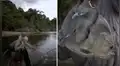 Pescador arroja su anzuelo para capturar un pez, pero emerge un peligroso animal [VIDEO]