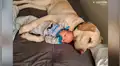 Mamá deja a su bebé junto con su perro y al volver los encuentra en conmovedora escena [VIDEO]