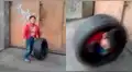 Facebook: Niño sufre aparatosa caída al jugar con llanta [VIDEO]