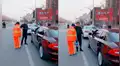 Facebook: La épica lección que este hombre y un obrero de limpieza le dieron a un mal conductor [VIDEO]
