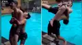 Joven intenta meter a su amigo a la piscina y sufre terrible golpe que casi le cuesta la vida [VIDEO]