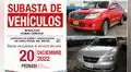 Ministerio de Justicia rematará vehículos desde S/ 970 este martes 20 de diciembre