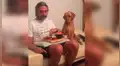 Perro hambriento ve a su dueño comiendo y tiene dramática reacción para no pedirle [VIDEO]