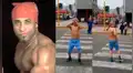 Chico semidesnudo paraliza el tránsito realizando baile de Ricardo Milos [VIDEO]