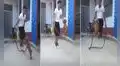 Joven salta la cuerda y su perrito lo sorprende al seguirle el ritmo