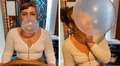 Joven infla enorme globo con chicle, pero tiene inesperado resultado