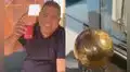 Capuccino fenomenal: Ronaldo Nazário disfruta de su bebida con su balón de oro
