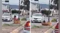 Niña le da un fraternal abrazo a perrito que la cuida durante salida a la calle