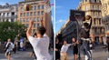 Un grupo de jóvenes juega baloncesto con desconocidos que encuentran por las calles