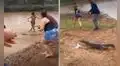 Jóvenes pescan en el río y salen asustados del agua por el animal encontrado