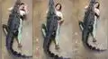 Mujer recibe un inesperado abrazo por parte de un caimán de más de 90 kilos