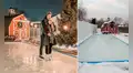 Pareja construye una pista de patinaje sobre hielo en el jardín de su casa