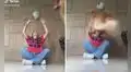 Cachorro se ‘alegra’ al ver que su dueña le tira una pelota y salta sobre ella para divertirse