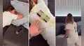 Juega broma a su esposa al pegar un celular en su espalda y la llama para ver su reacción