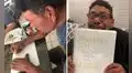 Abuelo que aprendió a escribir muestra los nombres de sus nietos y conmueve en Facebook