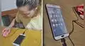 Joven sorprende al utilizar un mouse con su celular porque se le malogró la pantalla