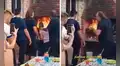 Familia intenta hacer un asado y la parrilla se incendia por completo