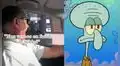 Papá de tiktoker sorprende en conocida cafetería al hablar como Calamardo de Bob Esponja
