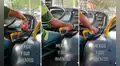 Conductor de bus público utiliza una botella de plástico como palanca de cambios