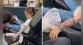 Padre cumple el deseo de su pequeña hija y le hace un tatuaje temporal en su brazo