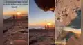 Perrito travieso le roba el celular a una pareja que quería grabar la puesta del sol