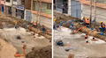 Obreros peruanos son captados dándose un ‘baño’ en el agua que usan para la construcción