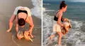 Mujer encuentra un pez globo que estaba enterrado en la arena y lo ayuda a regresar al mar