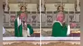 Loro aterriza en mesa de sacerdote que oficiaba una misa e insiste en beber el vino de la copa