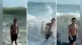 Peruano intenta tomarse foto en playa de Punta Hermosa y termina revolcado: "Y se marchó..."