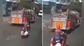 Spiderman es visto en una moto acompañando a un camión de bomberos: "Se la prestó Deadpool"