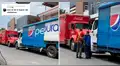 Encuentro de titanes: choferes de Pepsi y Coca Cola se encuentran en plena avenida