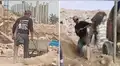 Obrero de construcción se las ingenia para trabajar con muletas y sorprende en redes: “Mis respetos”