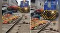 Captan a tren pasando sobre frutas en riel de Puno y usuarios quedan en shock: "Solo pasa en Juliaca"