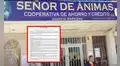 Cooperativa Señor de Ánimas niega estar en quiebra pese a ser intervenida por la SBS
