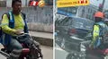 Obrero es viral por usar moto sin la parte izquierda del timón: “Solo pasa en Perusalén”