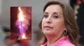 Así fue quemado el muñeco de 7 metros de Dina Boluarte en Año Nuevo: tenía su reloj Rolex