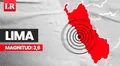 Temblor de magnitud 3,6 se sintió en Lima hoy, según IGP