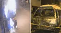 Presunto extorsionador prende fuego a una combi en SMP: delincuente roció combustible sobre la unidad