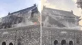Más de 600 años en pie y cayó tras una reciente restauración: imágenes impactantes del derrumbe de una torre china