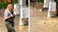 Reportera cubría inundaciones por lluvias, pero se hunde durante transmisión y usuarios bromean: “Su informe se fue al agua”