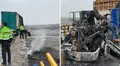 Dos choferes sobreviven de milagro luego de que dos tráileres se incendiaran en la Panamericana Norte