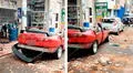 Bloques de ladrillos aplastan vehículos estacionados en calle de Independencia durante temblor de 6,1 que sacudió Lima y Callao