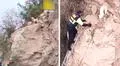 Serenos rescatan a ‘Blanquito’, un travieso perro que quedó atrapado en lo alto de cerro en Tacna: mascota estaba sedienta y asustada