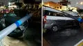 Dos personas resultan heridas por caída de poste sobre auto tras múltiple choque en Carmen de la Legua
